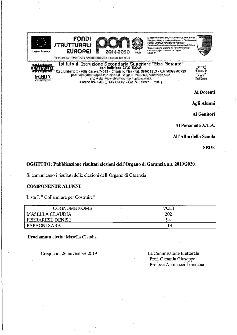 Esito Organo di garanzia